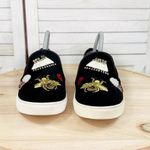 Betsey Johnson Coopers Faux Suede Beaded Appliqué Slip On Sneakers Black 9 Photo 2