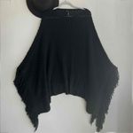Elan NWOT  Black Fringe Knit Bohemian Poncho Sweater Shrug One Size Womens Photo 3