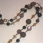Vintage Beaded Neutral Tone Moon Glow Beads Boho Necklace Brown Photo 5