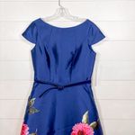 Kay Unger NEW Ina Peony Floral Belted Blue Pink Midi Dress, Size 6 MSRP $318 Photo 6