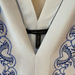 BCBGMAXAZRIA V-Neck Floral Scarf Print Vance Tie Waist Romper - Light Oasis Blue Photo 9