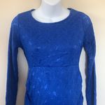 Pinkblush  Cobalt Royal Blue Lace Long Sleeve Maternity Dress Photo 5