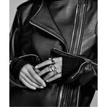 ZARA Black Genuine Leather Biker Jacket with Asymmetrical Zipper Size XS / S Photo 2