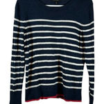 Banana Republic  Silk Cashmere Crewneck Navy White Stripe Top Size Med EUC #6762 Photo 0