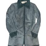 Dana Buchman Blue Ultrasuede Faux Fur Shearling Coat 2 Photo 0