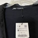 ZARA NWT! satin neck long sleeve plunge wrap blouse gold chain detail medium Photo 3