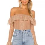 Camila Coelho  Bodysuit Womens medium Paloma Lace Off The Shoulder Top Revolve Photo 4