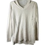 Arizona Jeans Cold Shoulder Destructed Metallic Sweater Size Medium Photo 0