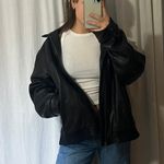 Vintage Leather Bomber Jacket Black Size XL Photo 2