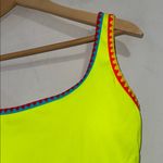 Popvil swimsuit one piece large lined electric neon yellow highlighter NEW Photo 2
