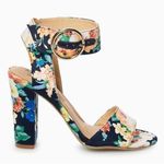 Apt. 9  Navy Blue Pink Floral Ankle Strap High Block Heel Sandals Size 7 Photo 0