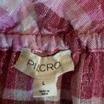 Pilcro Anthropologie Shine Plaid Tank Top Size L Pink Ruffle Trim Swing Size L Photo 9