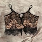 Fora Women's‎ Eyelash Lace Keyhole Scoop Neck Crop Top Bralette Black Photo 0