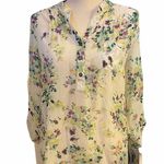 Sweet Rain  M cream floral print sheer blouse. Photo 0