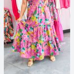 Listicle NWT  Floral Puff Sleeve Tiered Smocked Maxi Poplin Cotton Dress LARGE Photo 4