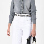 Isabel Marant  Etoile Ruffle Trimmed Lawendy Blouse‎ in Grey Sz 42 Photo 0