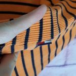 Tommy Hilfiger VTG Y2K 2002 TOMMY JEANS ORANGE NAVY STRIPE LETTUCE LEAF HEM FITTED RIBBED TEE Photo 8