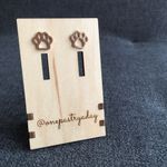 Paw Print Cut Out Stainless Steel Fashion Stud Earrings, ROSE GOLD Pink Photo 3