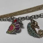 Ann Taylor Rhinestone Charm Bracelet Gold Tone With Fish Seahorse And Starfish Photo 2