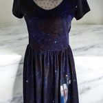 DOCTOR WHO Velvet BBC Galaxy Print Collared Dress Size Medium Blue Photo 0