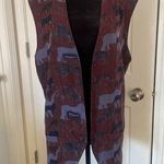 Worlds Apart vintage long silk vest with bear print. Blue Size L Photo 0
