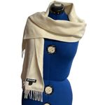 Pacas Baby Alpaca Scarf Ivory Soft Fringe Winter Accessory Women SEE DESCRIPTION White Photo 0