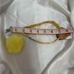 Handmade  Yellow and Blue Floral Wristlet Keychain with Yellow Pompom Photo 3