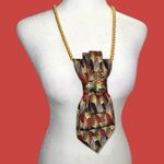 “Dainty Dapper”Elegant Gold and Red Statement necktie Necklace with unique pin Photo 2
