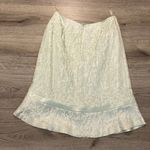 Sandra Darren Women’s Very Cute  Skirt SZ 8 Light Green Reflective Shiny Silver Thread Photo 11