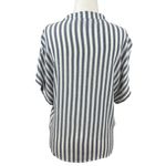 Lulus NEW Womens M Blue White Vertical Stripe Button-Up Tie Front Tunic Top Chic Photo 5