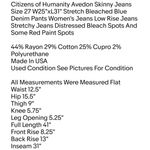 Citizens of Humanity Avedon Skinny Jeans Size 27 W25"xL31" Stretch Bleached Blue Denim Pants Photo 1