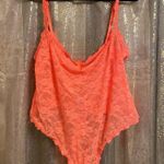 SKIMS  Neon Bright Orange Stretch Lace Sheer Bodysuit 4X NWT Photo 0