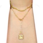 Lock Paper Clip Link Chain Necklace Photo 4