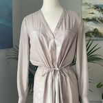 BCBGMAXAZRIA BCBG tan silky safari shirt dress Photo 4