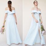 LPA  Shirred Cross Front Gown Blue Maxi Dress Size Small Front Slit Ruched Sz S Photo 14