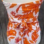 Cupshe Woman’s Orange and White Floral One Piece Plunge Halter Swimsuit Size L Photo 5