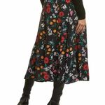 Yumi Kim Black Trinity Floral Print Relaxed Fit Midi Skirt Size Small Photo 8