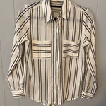 J.O.A. Los Angeles Cream & Black Striped Blouse Size XS Photo 0