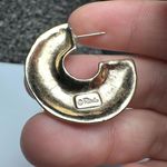 Pakula Gold Tone Blue Enamel Flat Half Hoop Pierced Earrings Signed Photo 8