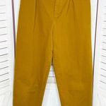 ZARA Tapered Leg Paper Bag Crop Pants Mustard Yellow Small Cotton Twill Photo 0