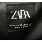 ZARA  Faux Leather Full Zip-Up Black Hooded Puffer Gilet Jacket Women's Size XS Photo 8
