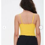 Forever 21 Yellow Embroidered Bee Kind Lettuce Hem Tube Top Cami Tank NEW Photo 2