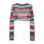 ZARA NWT Striped Crop Sweater - Green/Red/Gold Shimmer Knit Open Stich M/L Photo 2