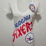 Sportique Apparel White Philadelphia 76ers Vneck Short Sleeve Tee Size Medium Photo 0