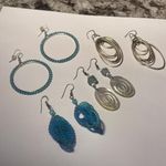 Lot Of 4 Women’s Costume Earrings Pierced Dangle Drop Mix Some Blue Photo 0