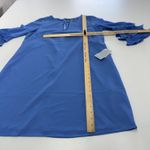 Vince Camuto Dress Womens Size 14 Blue Pleated Sleeve Keyhole Neck A-Line Photo 8