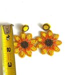 Yellow Orange Bronze Beaded Flower Bohemian Drop earrings Photo 3