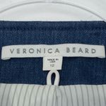 Veronica Beard  Blue Linen Blend Asymmetrical Zip Moto Jacket Womens Size 12 Edgy Photo 5