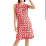 Boden Romaine Pom Linen Shift Swing Dress‎ In Post Box Red Diamond Drop Sz 8 Pink Photo 1