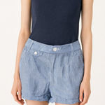 Rag and Bone  Preppy Nautical Pinstripe Shorts 4 Blue White Coastal Boho Yacht Club Photo 0